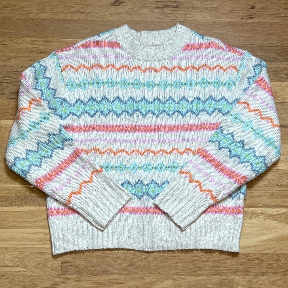 American Eagle Crewneck Long Sleeve Colorful Knit Sweater Women’s S